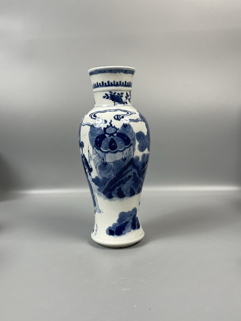 古玩陶瓷光緒三國人物紋青花觀音尊拍賣,當前價格13800元