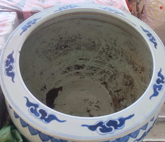 古玩陶瓷青花趕珠龍紋畫缸拍賣，當前價格3500元