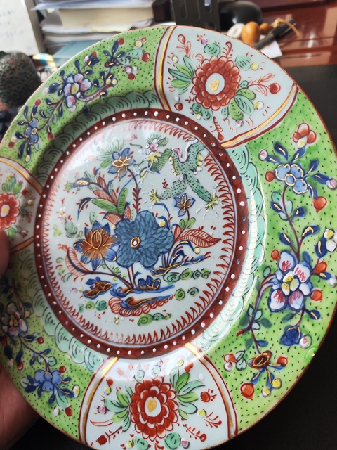 古玩陶瓷青花加彩花卉紋盤拍賣,當前價格3600元