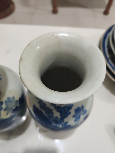 古玩陶瓷青花荷蓮紋撇口瓶拍賣，當前價格2000元