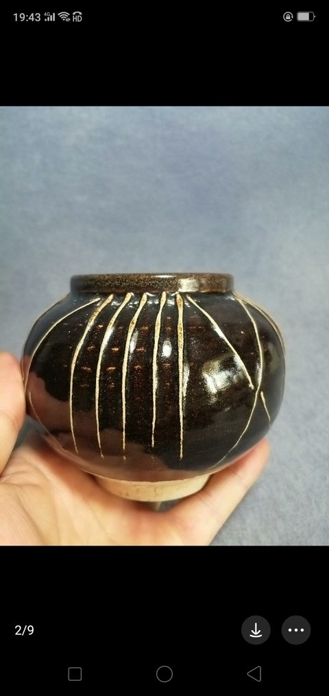 古玩陶瓷元代黑釉線條紋罐拍賣，當(dāng)前價格8960元