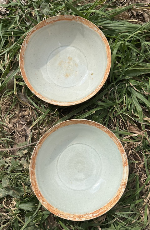 古玩陶瓷湖田窯影青釉蓖劃萱草紋面包碗(一對)拍賣,當前價格7500元
