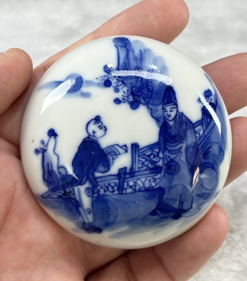 古玩陶瓷青花人物印盒拍賣，當前價格4000元