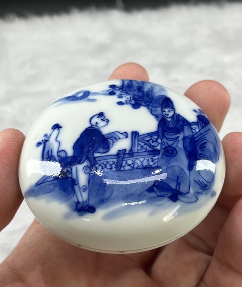 古玩陶瓷青花人物印盒拍賣，當前價格4000元