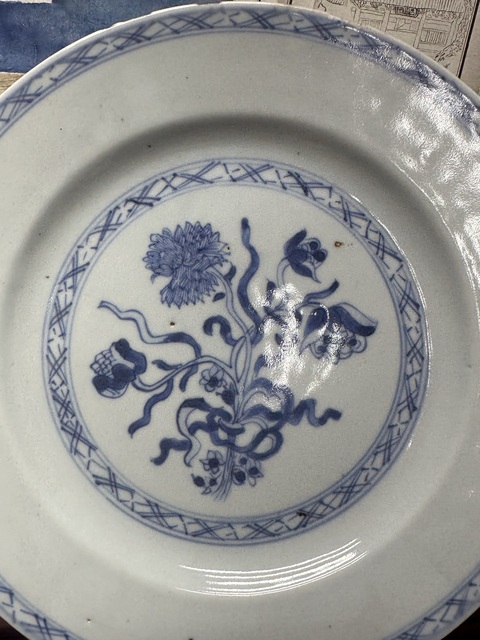 古玩陶瓷清雍正精品青花一束蓮青花盤拍賣,當前價格890元
