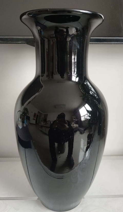 古玩陶瓷烏金釉撇口瓶拍賣，當前價格500元