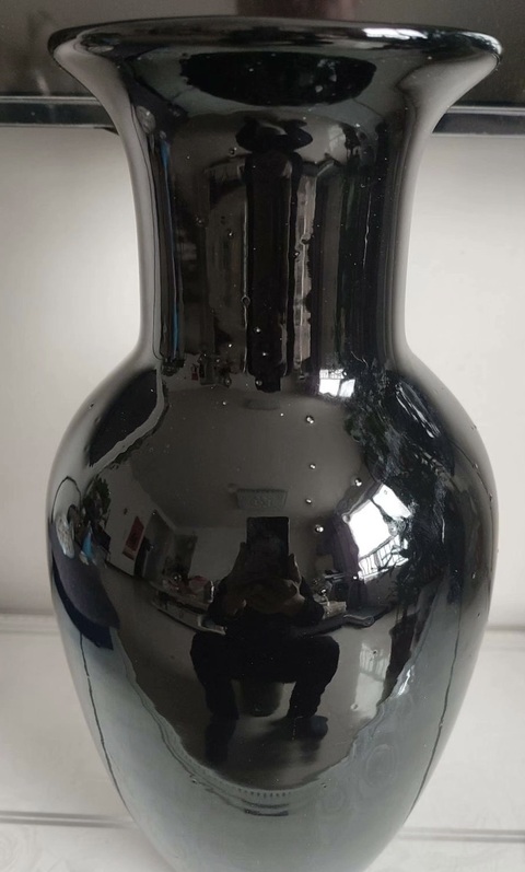 古玩陶瓷烏金釉撇口瓶拍賣，當前價格500元