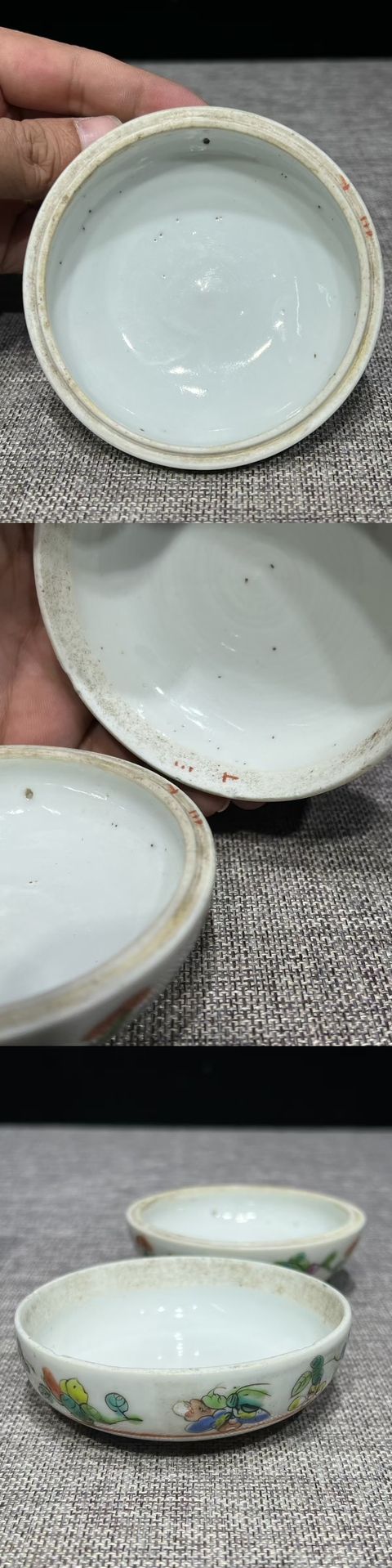 古玩陶瓷清中晚期粉彩細路五子奪魁人物圖蓋盒拍賣，當前價格1100元