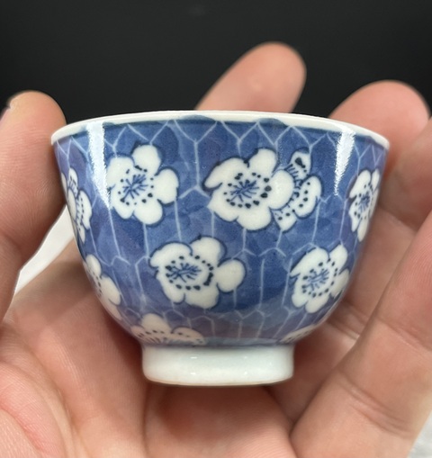 古玩陶瓷青花冰梅紋杯一對拍賣,當前價格3800元
