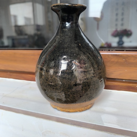 古玩陶瓷窯變黑釉玉壺春瓶拍賣,當前價格1800元