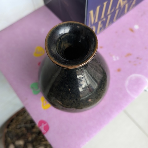 古玩陶瓷窯變黑釉玉壺春瓶拍賣,當前價格1800元