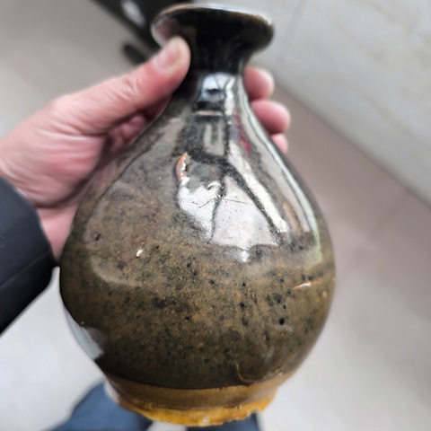 古玩陶瓷窯變黑釉玉壺春瓶拍賣,當前價格1800元