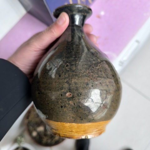古玩陶瓷窯變黑釉玉壺春瓶拍賣,當前價格1800元