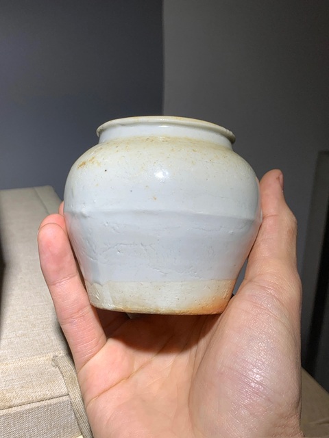 古玩陶瓷明末清初白釉蓮子罐拍賣,當前價格650元