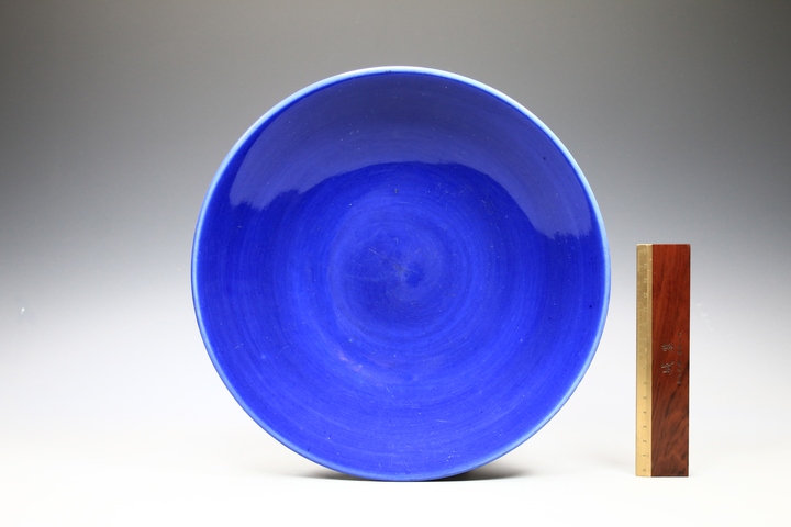 古玩陶瓷清中晚·霽藍釉盤真品鑒賞圖