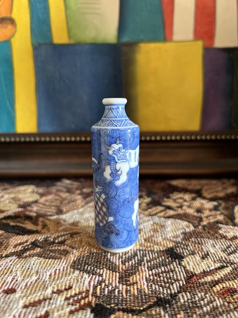 古玩陶瓷晚清青花釉里紅海怪鼻煙壺拍賣，當(dāng)前價(jià)格5500元