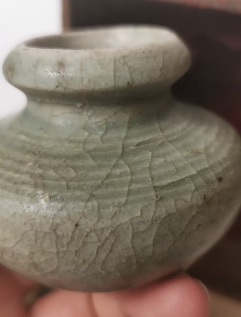 古玩陶瓷元明龍泉窯風格小葫蘆瓶貨水盂拍賣,當前價格5000元