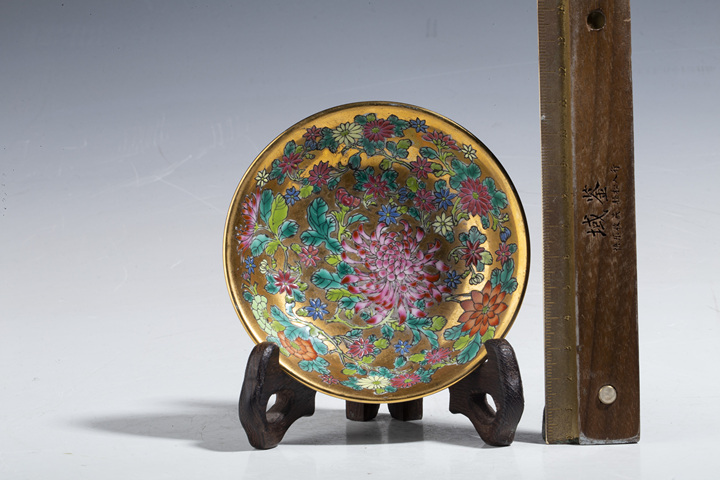 古玩陶瓷創匯?金地粉彩百花不落地盤（一對）拍賣，當前價格2000元