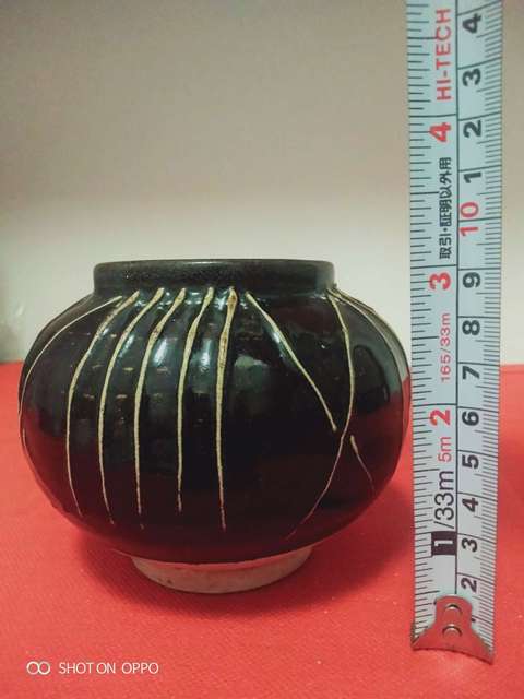 古玩陶瓷元代黑釉線條紋罐拍賣，當(dāng)前價格8960元