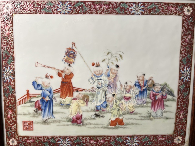 古玩陶瓷粉彩人物故事瓷板拍賣，當前價格48000元