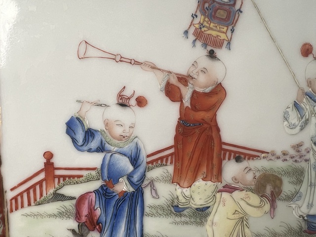 古玩陶瓷粉彩人物故事瓷板拍賣，當前價格48000元