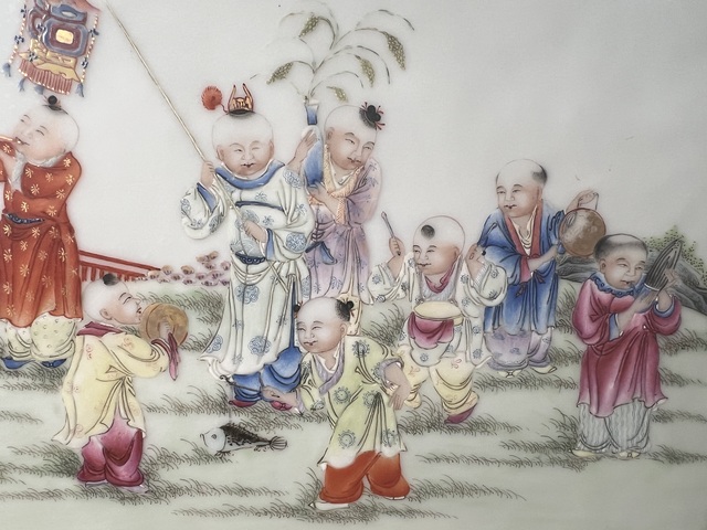 古玩陶瓷粉彩人物故事瓷板拍賣，當前價格48000元