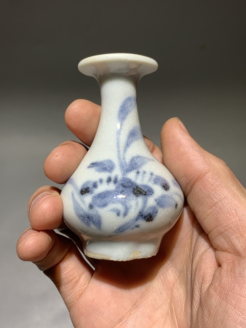 古玩陶瓷明末清初德化窯青花花卉紋玉壺春瓶拍賣,當前價格688元