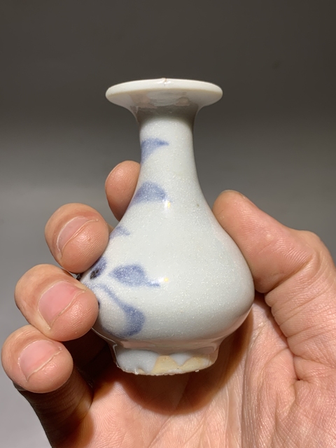 古玩陶瓷明末清初德化窯青花花卉紋玉壺春瓶拍賣,當前價格688元