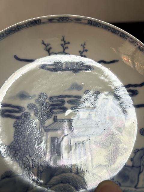 古玩陶瓷清雍正山水樓閣紋青花盤拍賣,當前價格400元