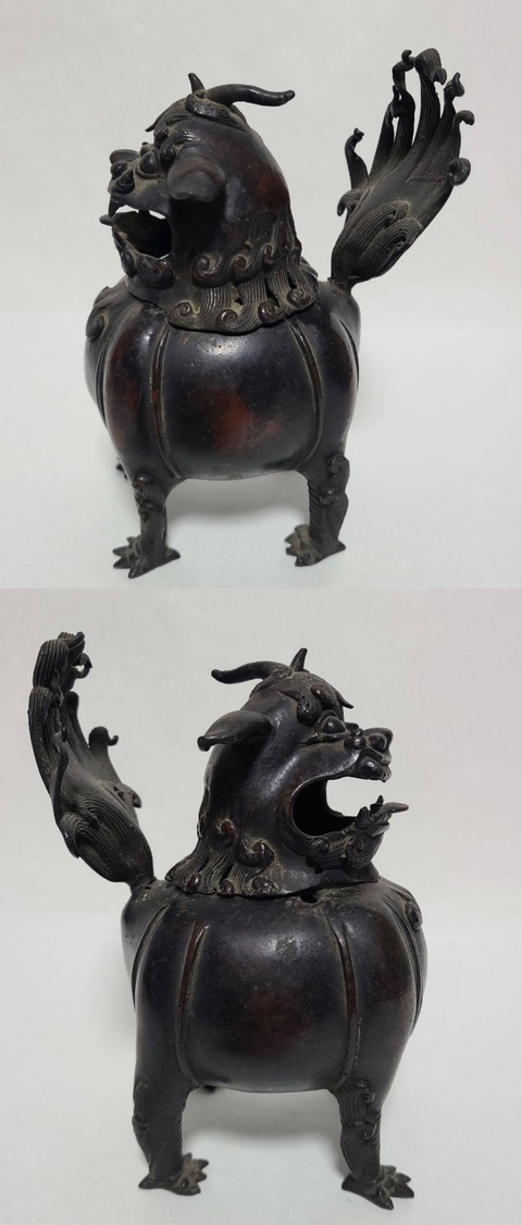 古玩銅器清代·甪端 瑞獸銅香爐拍賣,當前價格6000元