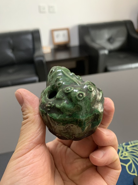 古玩陶瓷民國·綠釉蛙形水滴真品鑒賞圖