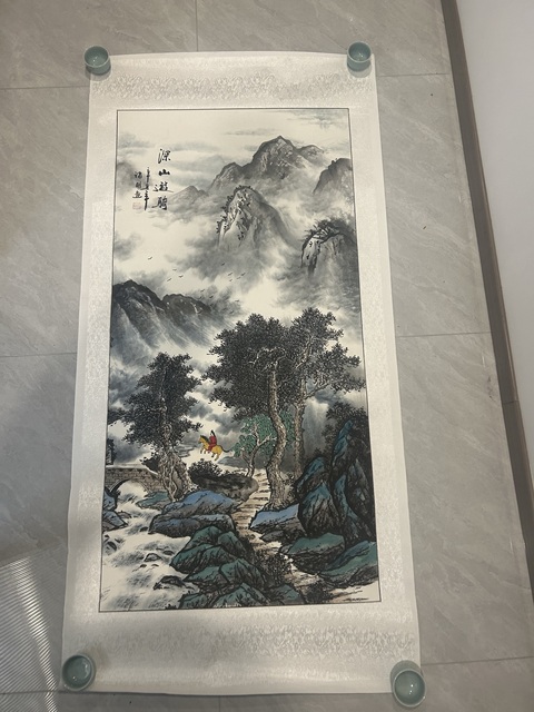 古玩字畫諸明《山水》拍賣,當前價格750元