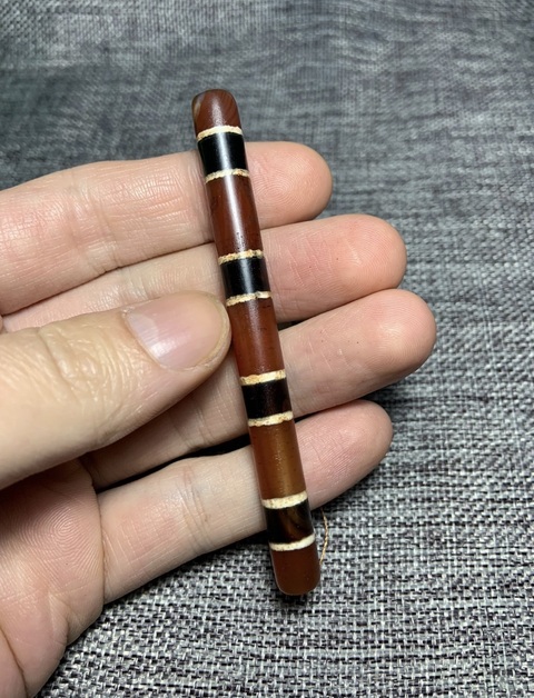 古玩玉器民國三色線天珠拍賣，當前價格999元