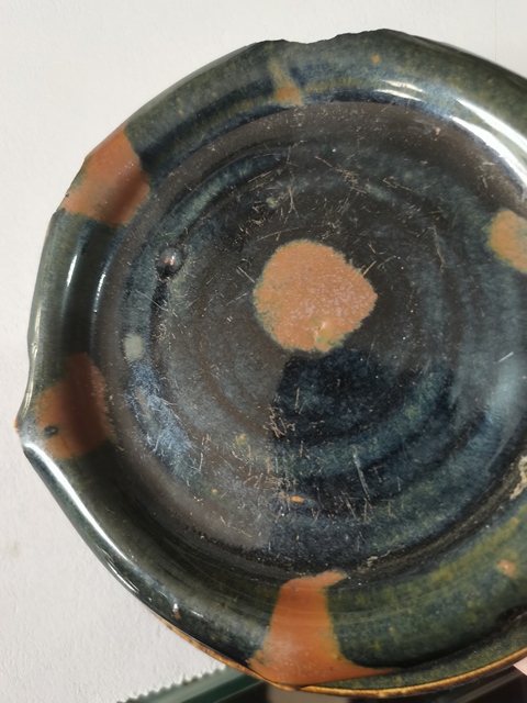 古玩陶瓷磁州窯黑釉鐵銹斑紋器物底座拍賣，當前價格4899元