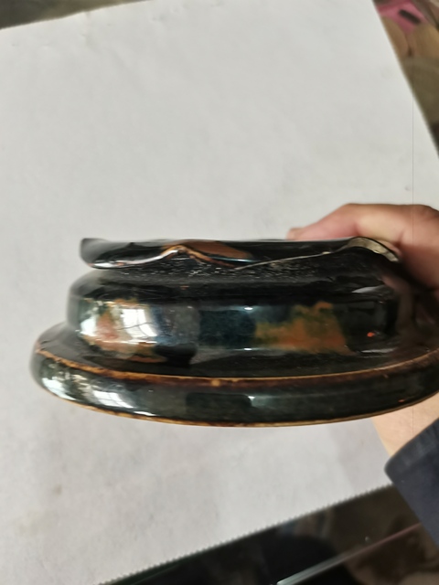 古玩陶瓷磁州窯黑釉鐵銹斑紋器物底座拍賣，當前價格4899元