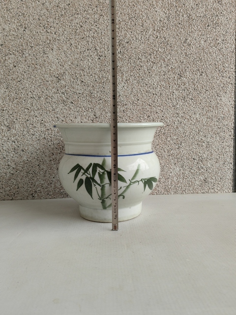 古玩陶瓷釉下彩竹報平安圖花囊拍賣,當前價格480元