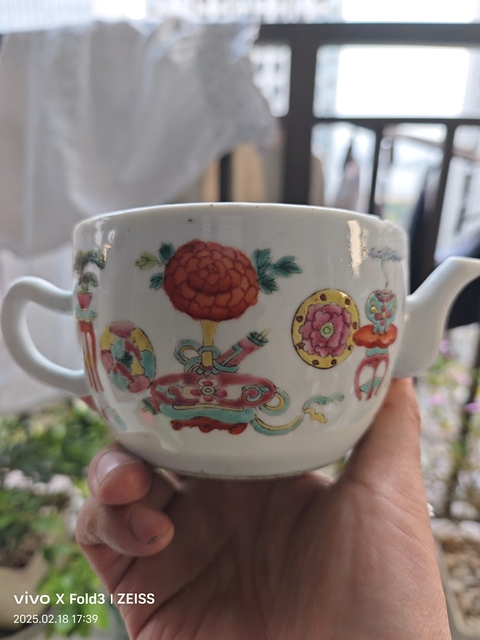 古玩陶瓷晚清粉彩參湯壺拍賣，當前價格600元