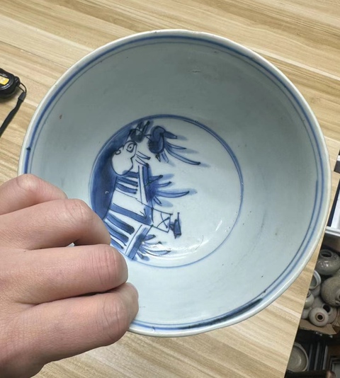 古玩陶瓷明晚期青花瑞獸紋大茶碗拍賣,當前價格18888元