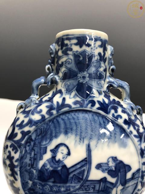 古玩陶瓷晚清·青花三娘教子紋抱月瓶拍賣，當前價格2998元