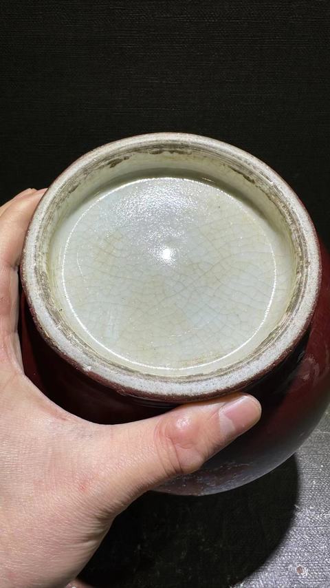 古玩陶瓷郎紅釉大口尊瓶拍賣，當前價格9999元