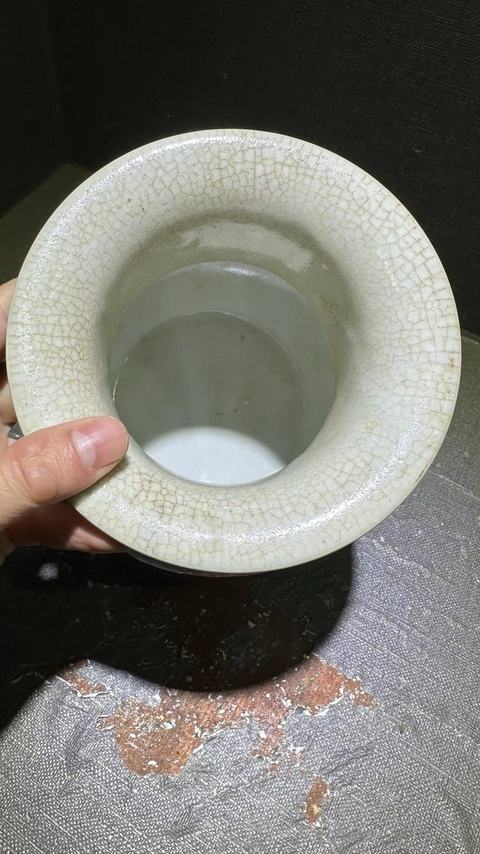 古玩陶瓷郎紅釉大口尊瓶拍賣，當前價格9999元