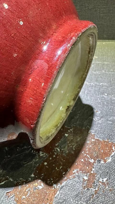 古玩陶瓷郎紅釉大口尊瓶拍賣，當前價格9999元