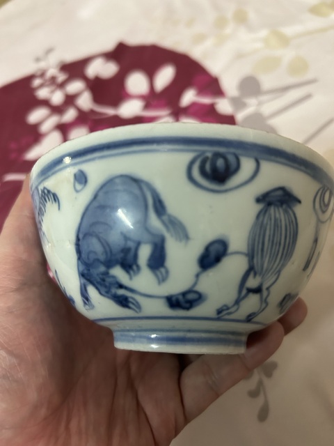 古玩陶瓷青花牧牛圖茶碗拍賣,當前價格9500元