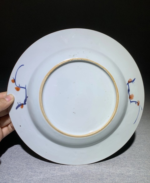 古玩陶瓷康熙·青花礬紅描金花竹紋折沿盤真品鑒賞圖