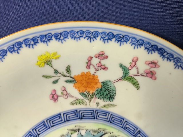 古玩陶瓷乾隆青花粉彩花卉大盤拍賣,當前價格8088元