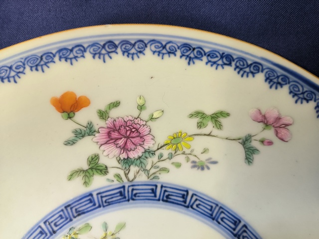 古玩陶瓷乾隆青花粉彩花卉大盤拍賣,當前價格8088元