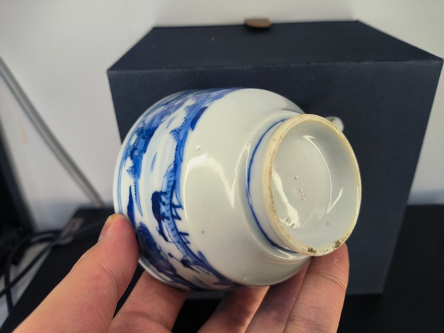 古玩陶瓷清青花山水紋青花執杯拍賣，當前價格1888元