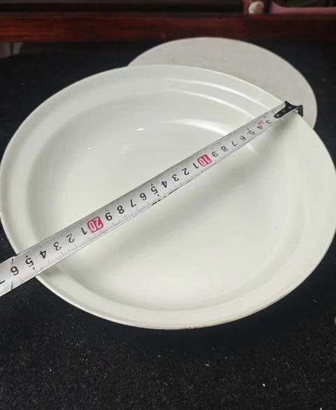 古玩陶瓷胭脂紅開光山水紋盤拍賣，當前價格1800元