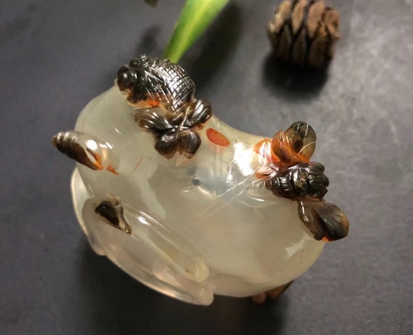 古玩玉器清代瑪瑙雕“一品清廉”水盂拍賣,當前價格35000元