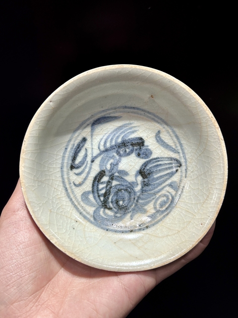 域鉴古玩】【馆藏级精品】【明:正德】明中期青花麒麟望月纹盘